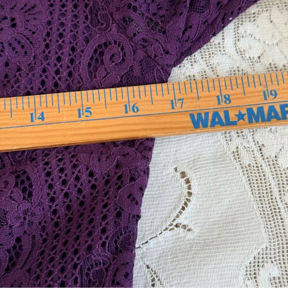 Suzanne Betro Lace Long Sleeve Purple V Neck Boho Evening Party Cocktail Dress M - Picture 9 of 16